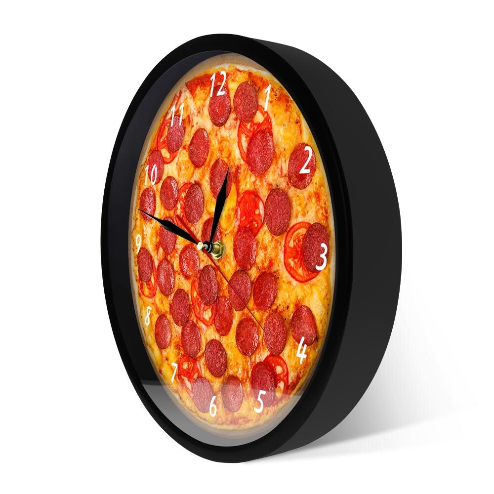 Italian Pepperoni Pizza Wall Clock Italian Restaurant Pizza Clock Pizzeria Pasta Diner Chef Vintage Sign Clock Watch