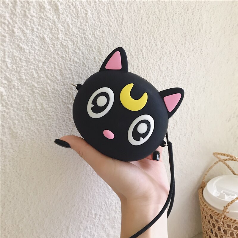 Cartoon Round Purse Cute Mini Female Student Clutch Bag Waterproof Silicone Pendant Coin Bag with Strap Mini Pouch: 42048