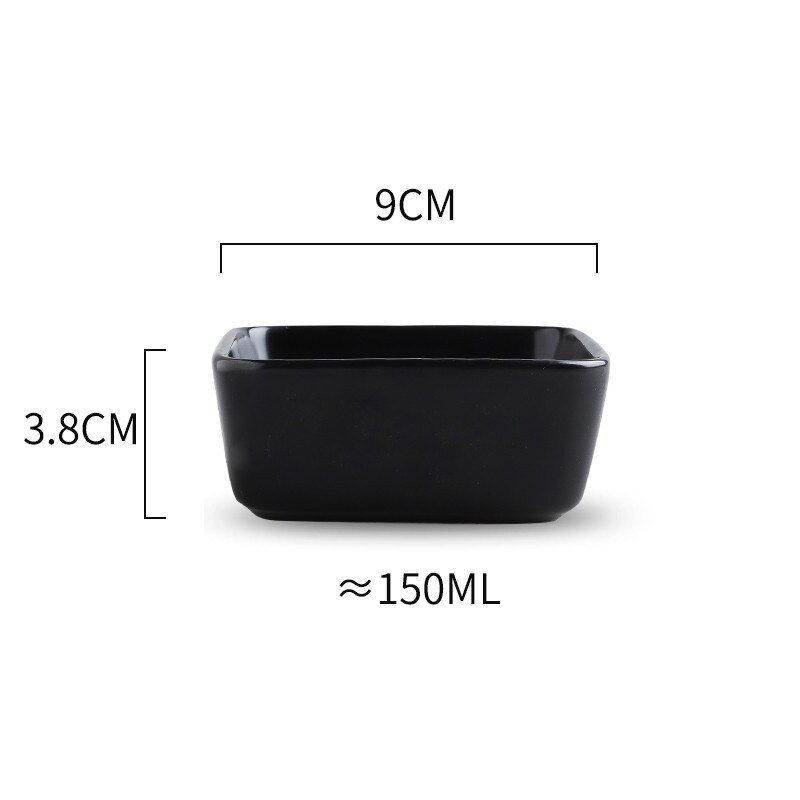 Keramik Kleine Quadratischen Schüssel Mini Schüssel Multi-Farbe Nachtisch Soße Essig Dishs Porzellan Abendessen setzt Geschirr Tablett Küche Zeug: schwarz