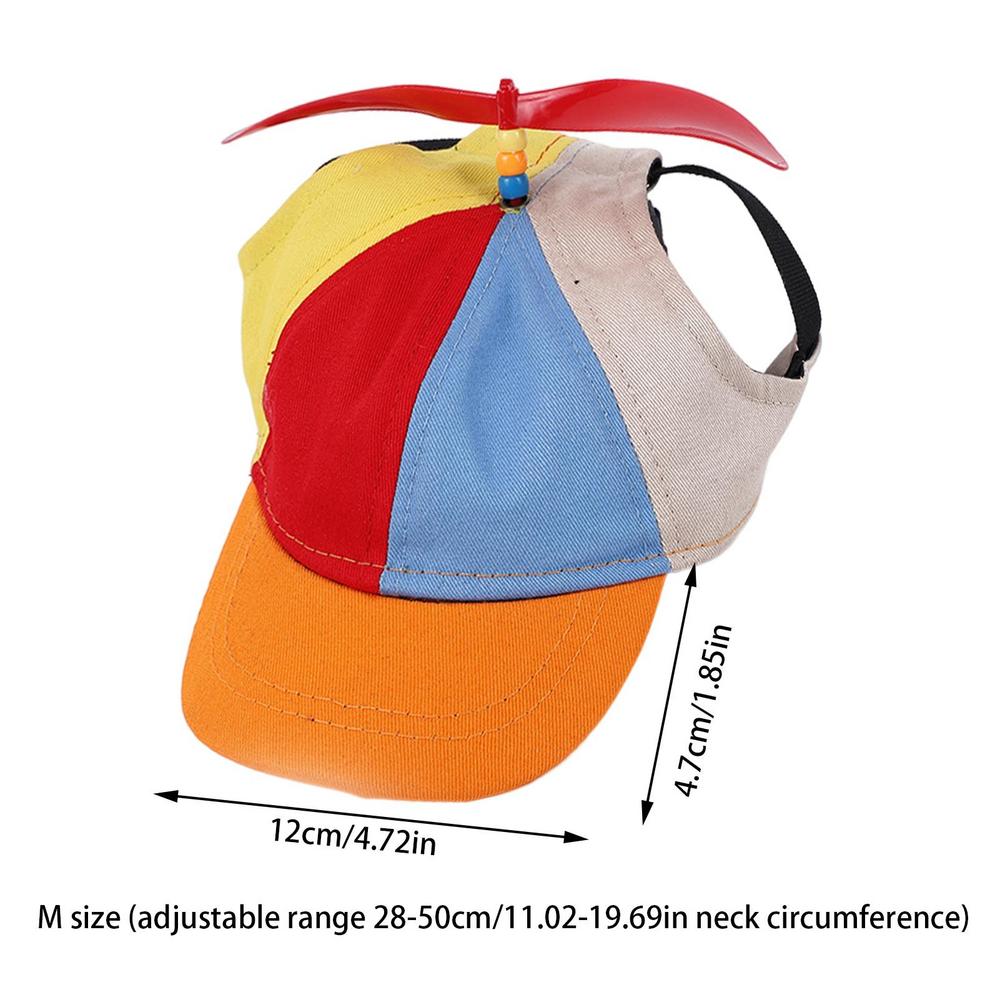 Cappello a elica per cani cappelli per sport tutto'aria aperta per animali domestici con fori per le orecchie cappello per cani cappello a cilindro per elicottero arcobaleno per piccoli cuccioli di gatti forniture per animali domestici: M / giallo