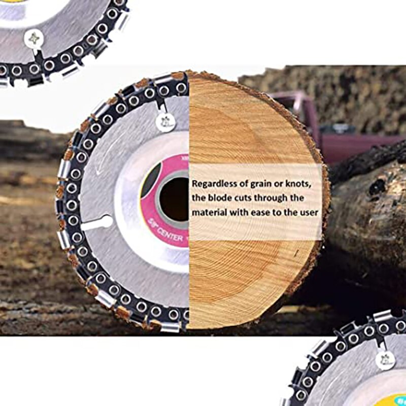 4 inch 22 Tooth Woodworking Tools with Chain Grinder Chain Wood Carving Disc for 100/115 Angle Grinder Teeth Sharpener Chainsaw