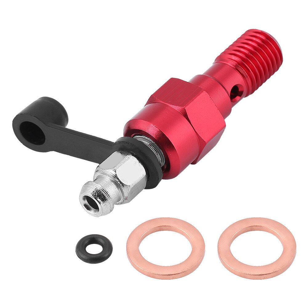 Vis de purge boulon Banjo cylindre | Frein de moto, alésoir étrier de cylindre, vis de Banjo boulon + dépoussiérage embout: Red