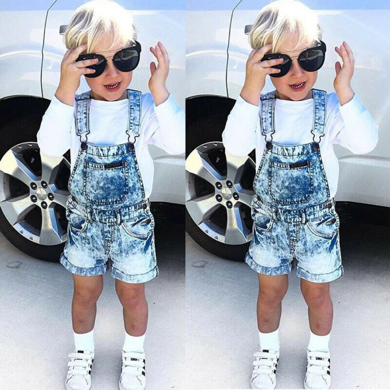 Kids Overalls Baby Boys Girls Denim Romper Jumper Bib Pants Overalls Outfits Blue Clothes