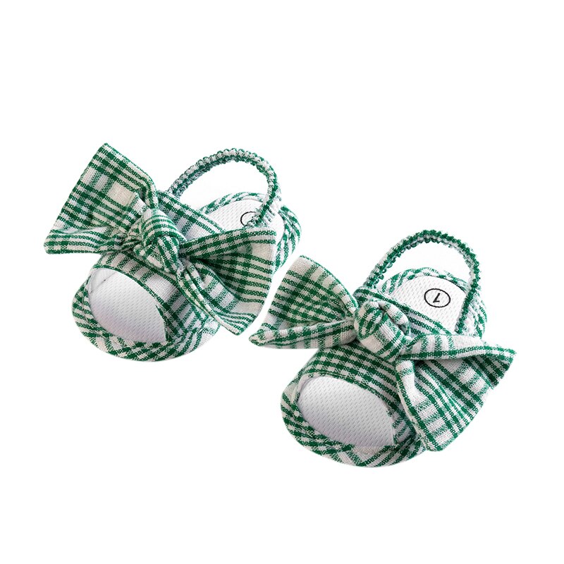 2022 zomerse babysandalen voor meisjes, schattige antislip platte schoenen met prinsessenprint, bloemen- en strikjespatroon, zachte zool, sandaaltjes voor de eerste stapjes: Groente / 0-6 maanden