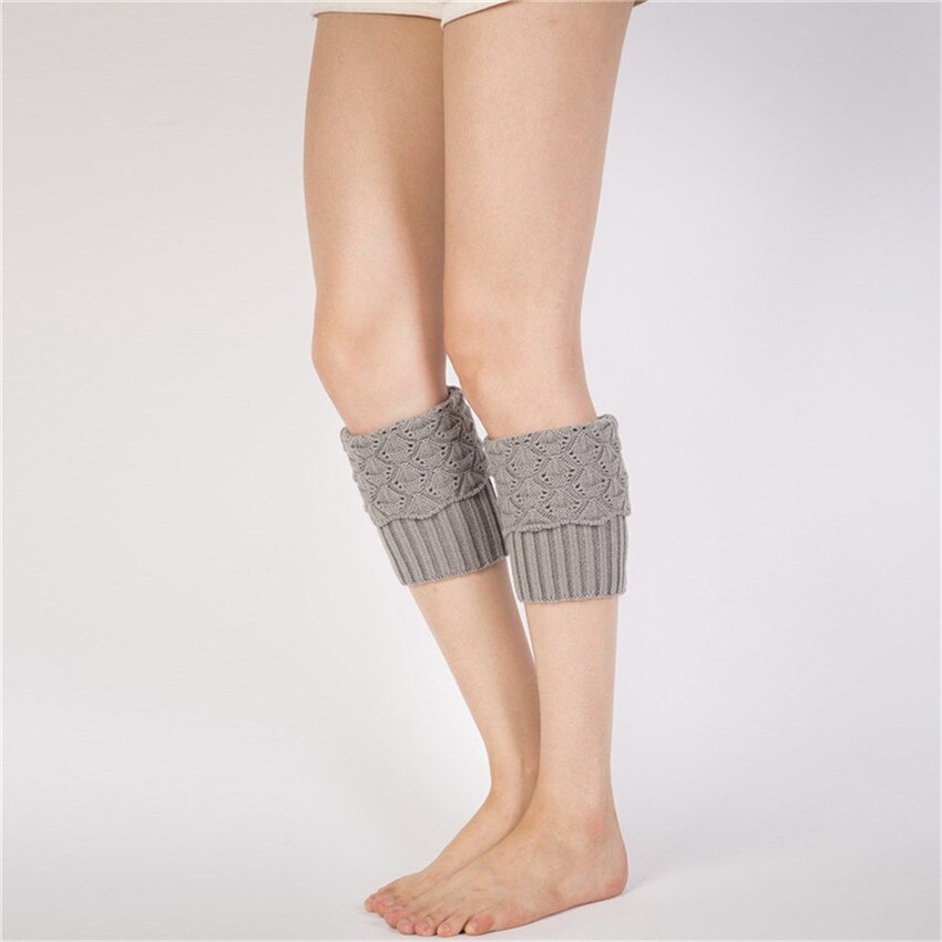 Calcetines de punto con Forro corto para mujer, calcetín de bota de de concha, Crochet, para invierno: Gray