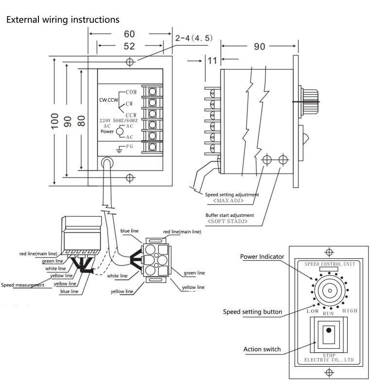 US-52 AC Micro Motor Speed Regulator Electronic Speed Control Module Low Energy Consumption（400W AC220V 50/60Hz）