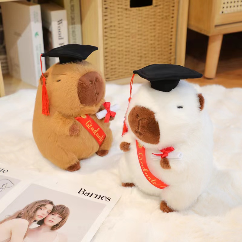 Muñecos de peluche graduados, Doctor, capibara, búho, oso, juguete de peluche, lindo Animal relleno, muñeca de juguete, almohada suave de dibujos animados, de graduación