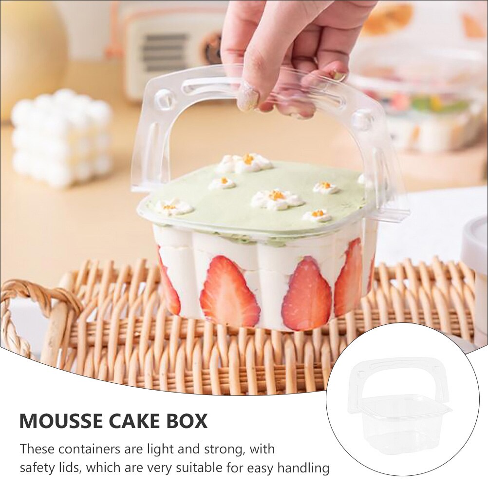 10Pcs Cake Doos Draagbare Box Mousse Cake Box Transparante Taart Doos Voor Supermarkt Fruit Shop Home