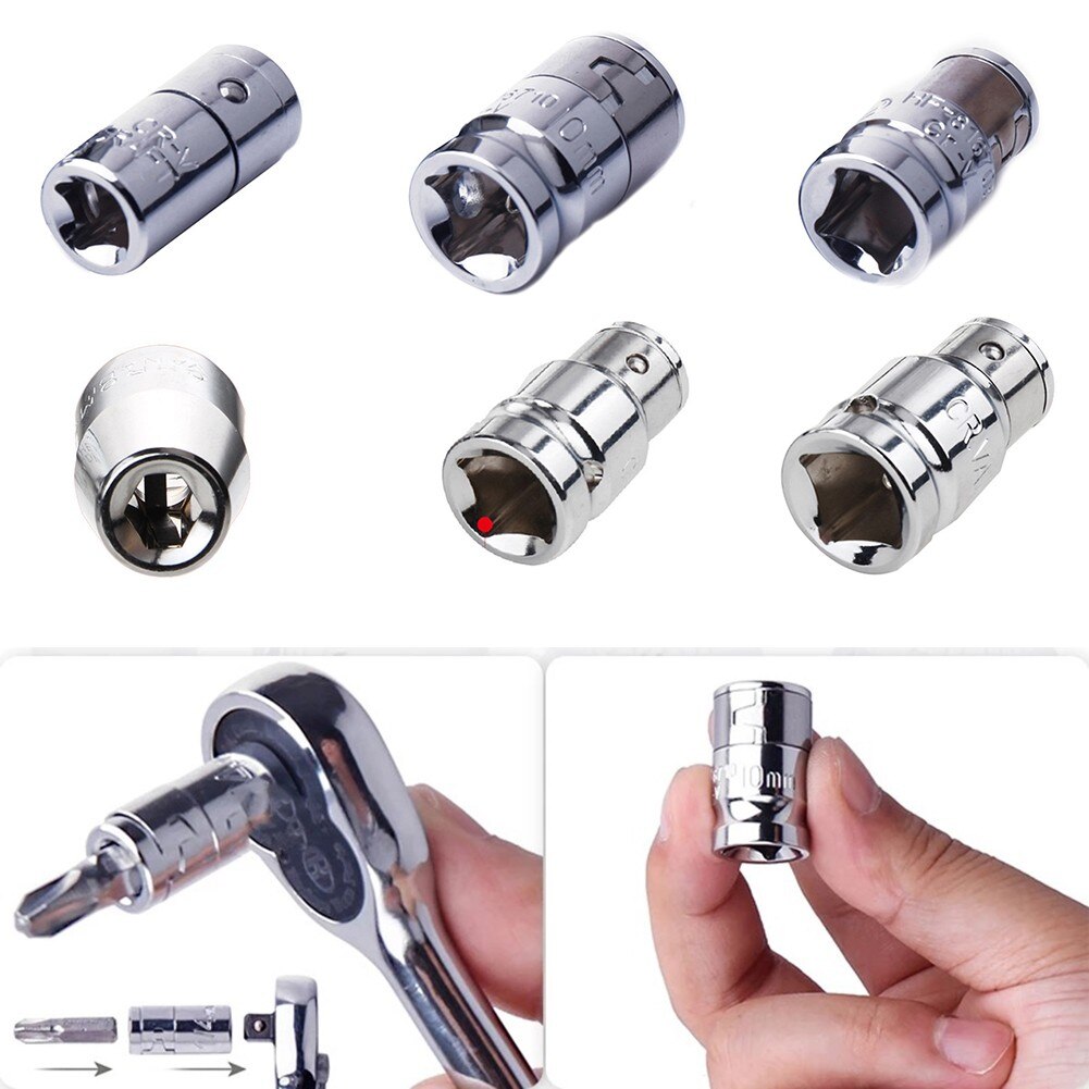 1/4 Ratel Socket Adapter Universele Socket Hex Bit Houder Converter Moersleutel Handgereedschap Set Reparatie Tools