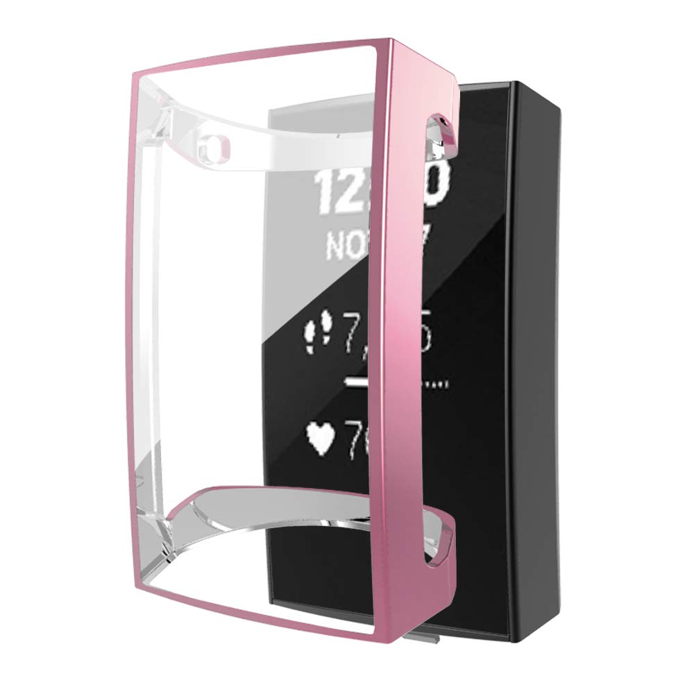 For Fitbit Charge 3 Case Soft TPU Silicone Protective Clear Case Cover for Fitbit Charge 2 Shell Smart Watch Band Accessories: Pink / For Fitbit Charge 2