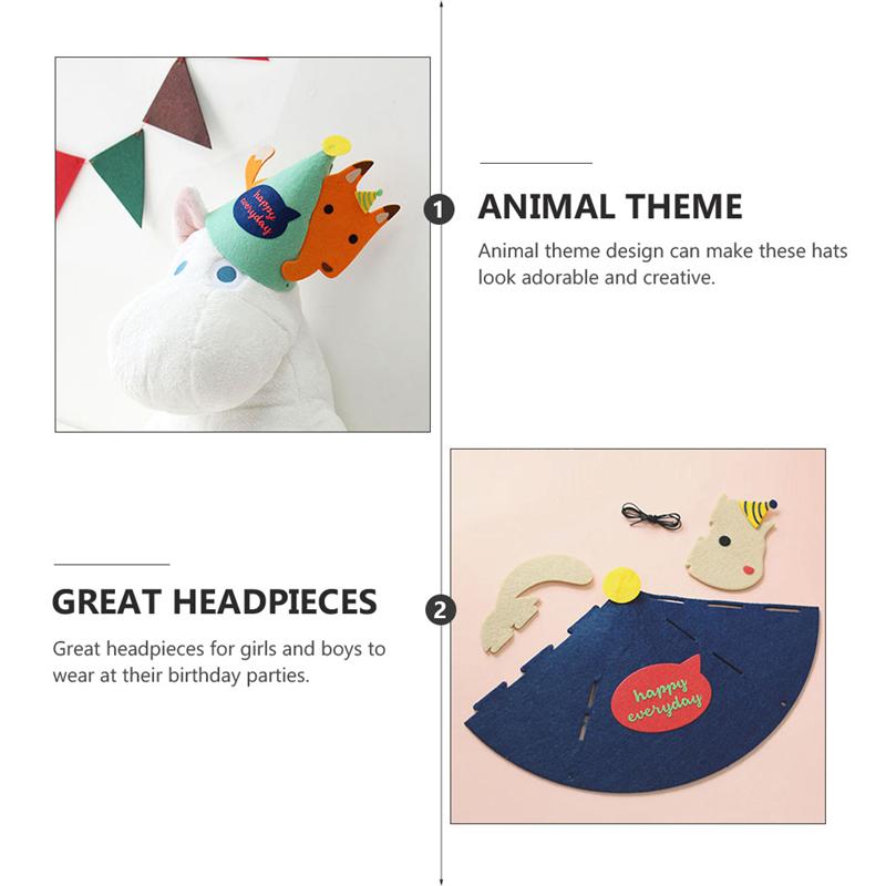 Gorros creativos de cumpleaños para niños, tocado con temática de animales DIY, estilo variado, 4 Uds.