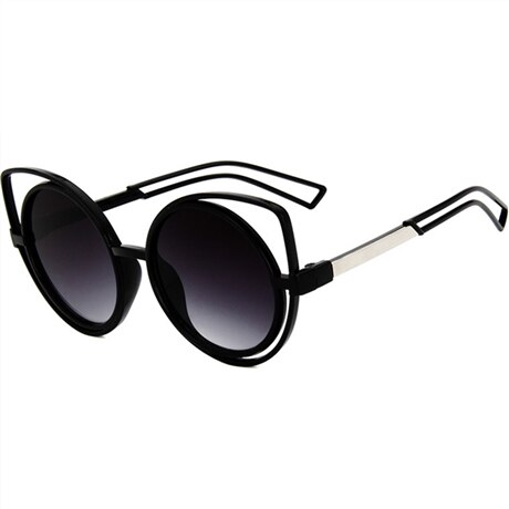 Cat eye solbriller damemærke twin-beam spejl solbriller vintage kvinde lentes de sol mujer solbriller  uv400: Sort
