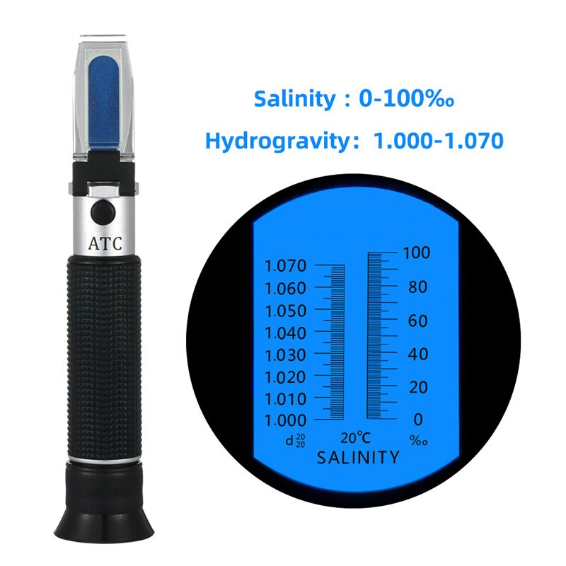 Handheld 0-100% Salzgehalt Aquarium ATC Refraktometer 1,000-1,070 SG Salzgehalt Meerwasser Salinometer Für Aquarium