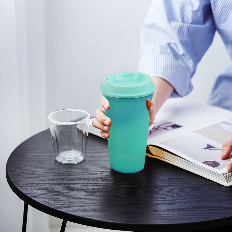Reusable Color Changing Coffee Cup PP Food Grade Material 473ml Coffee Mug Tumbler Color Changes Heat Activated Water Bottle Cup