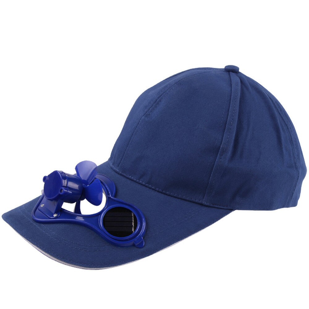 Sommarfläkt cool solhatt keps soldriven andningsbar skugga solskyddshatt hållbar utomhuscamping sommar #yj: Bule