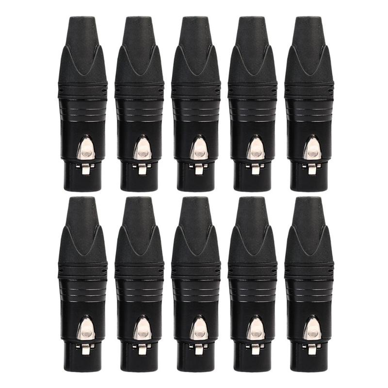 Adaptador de enchufe para soldar, Cable de conector hembra XLR de 3 pines, micrófono DIY, 10 Uds.