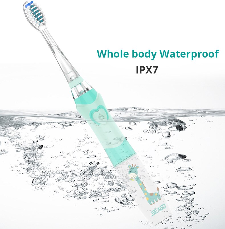 Seago Kids' Electric Toothbrush Powered Battery Smart Timer ToothBrush Soft Bristle Brush Head Kids Oral Care Colorful LED