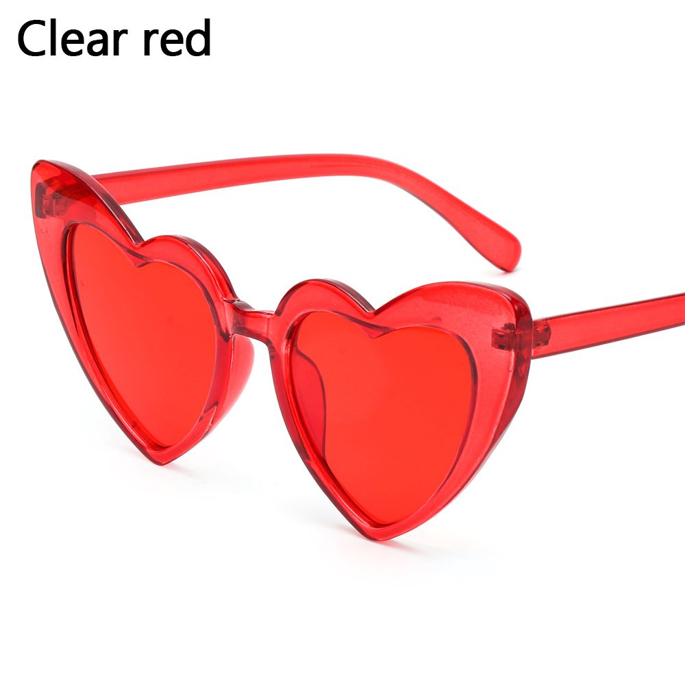 Hart Zonnebril Vrouwen Cat Eye Zonnebril Vrouwelijke Retro Liefde Hart Vormige Glazen Dames UV400 Bescherming: Clear red