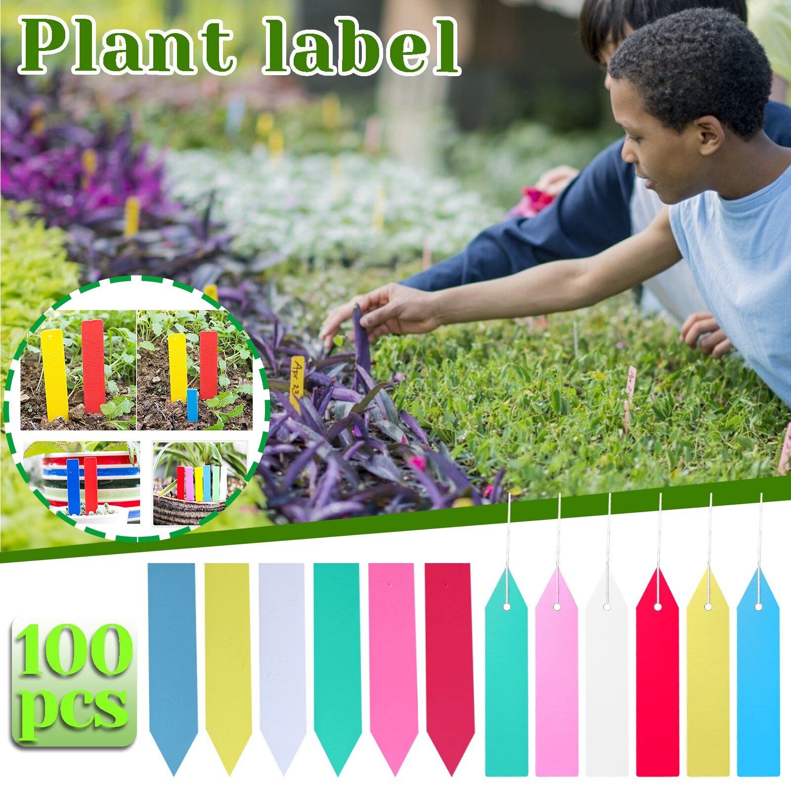 100 pces etiquetas de plantas de plástico à prova dwaterproof água jardim etiquetas de plantas marcador de sementes multicolorido pote marcador de plantas tag de nome de planta planta