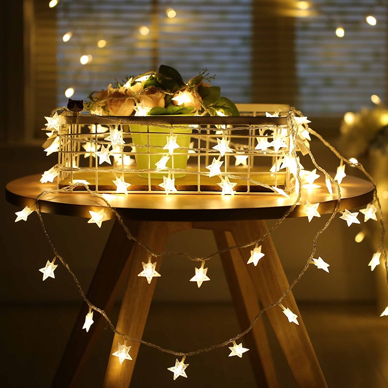 6 m DIY Fairy Kerst Led String Lights Nieuwjaar Natal Decoratie Sterren Lights Xmas Tree Garland Home Ornamenten Batterij aangedreven