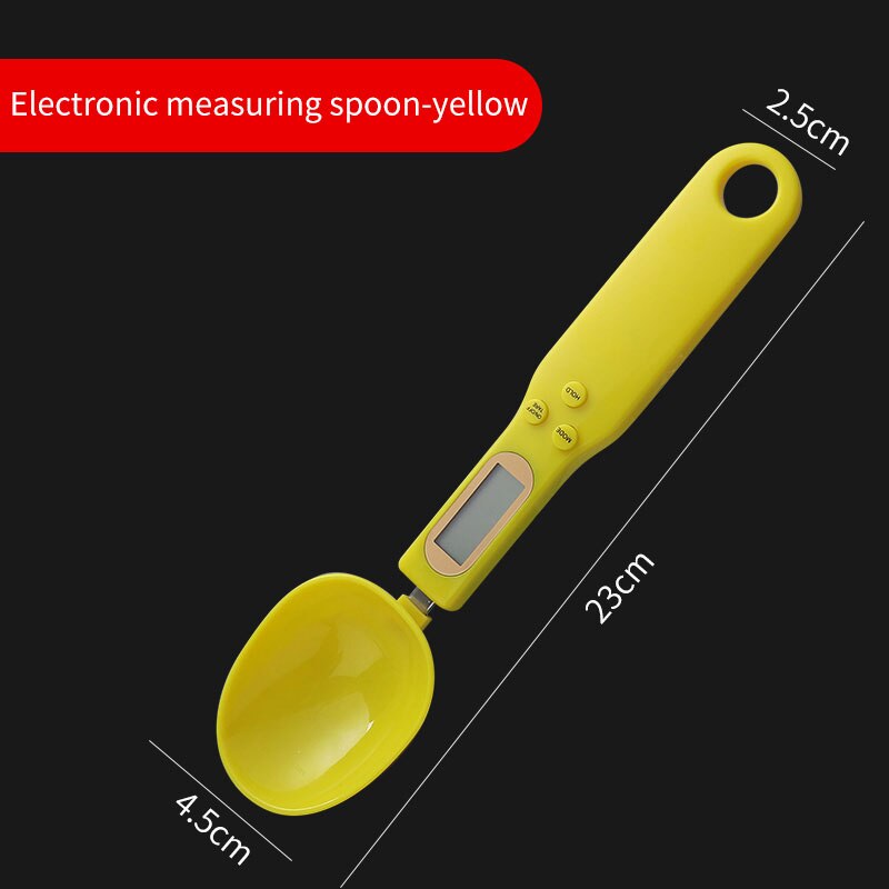 Cuchara medidora Digital con pantalla LCD, 500g/0,1g, cuchara Digital electrónica, minibáscula de cocina, suministros para hornear: YELLOW