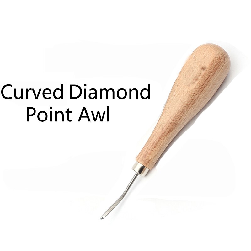 LMDZ 1Pc Curved Wooden Color Leather Diamond Point Awl,Leather Sewing and Stitching Tool,Leather Handmade DIY for Beginner