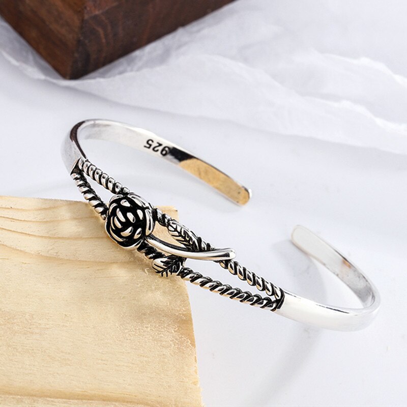 Mewanry 925 sterling silber armband für damen, sommertrend, vintage-charm, süße rose, party, thailändischer silberschmuck, geburtstag