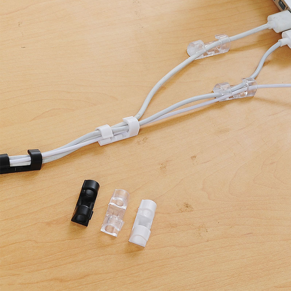 20 stk / pakke selvklæbende kabelclip-styring fastgørelseselementer trådholder kontorbordsbånd holdbart organisere ledninger tilbehør klemmer