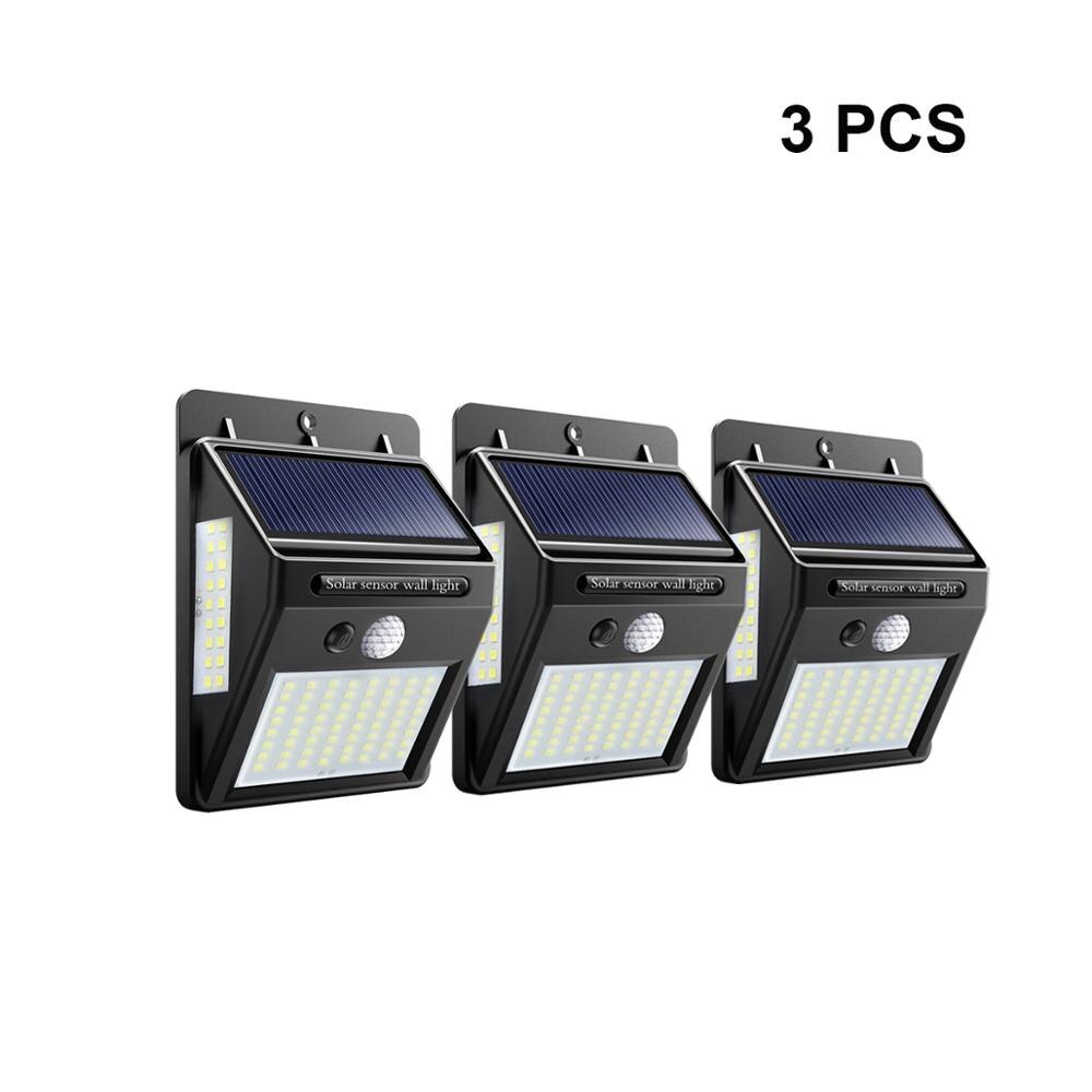 100 LEDs Solar Light PIR Motion Sensor Outdoor Solar Lamp Waterproof Wall Street Garden light Emergency Security Night Lighting: 3 pieces