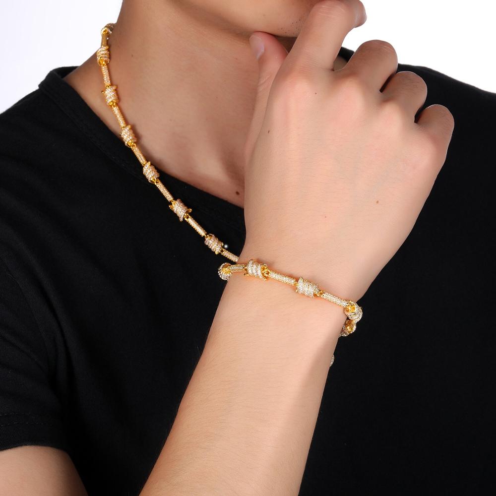 Iced Out Bling AAA CZ Cubic Zirconia Bracelet Copper Gold Punk Rivet Choker For Women Men Hip Hop Jewelry