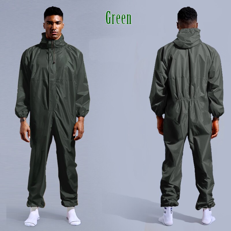 Waterdichte Overall Hoed Olie Slijtvaste Werk Veiligheid Kleding Regenjas Voor Sparying Schilderen Fabriek Kleren Totale Pak: Green / L-170