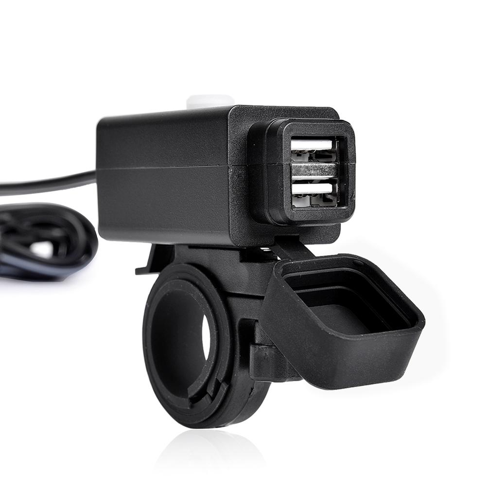 Dual USB 12V Waterproof Motorbike Motorcycle Handlebar Charger 5V 1A/2.1A Adapter Power Supply Socket for iphone Samsung Huawei