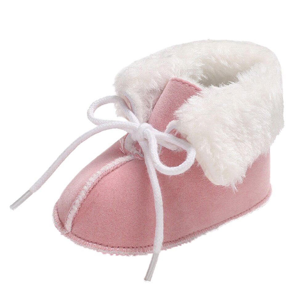 Baby Meisje Jongen Zachte Booties Pure Kleur Bandage Snowboots Peuter Warme Schoenen: Pink / 13