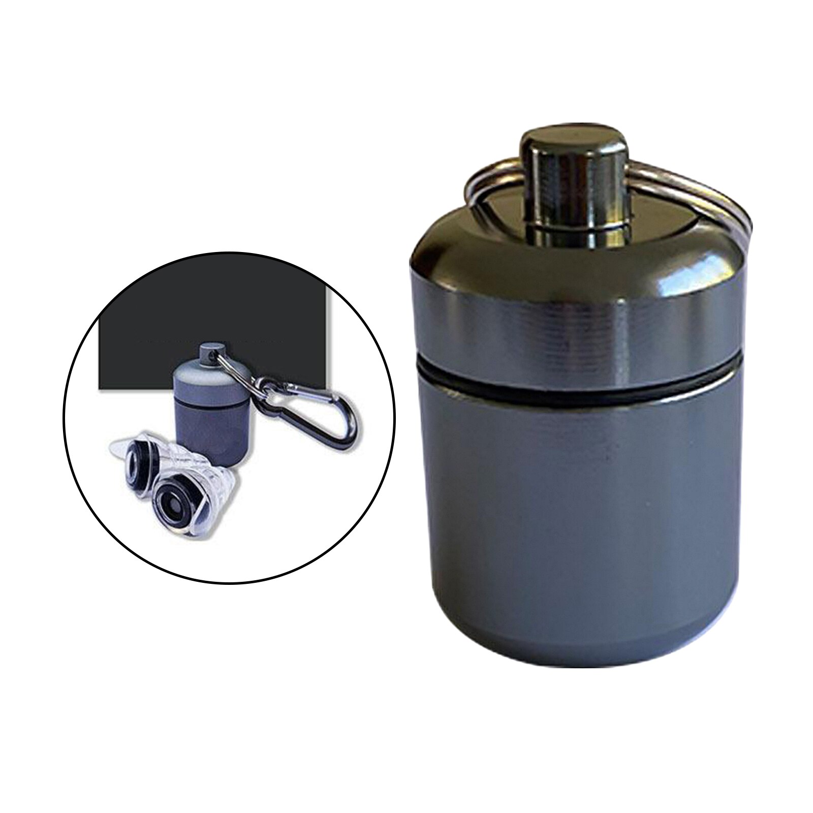 Waterproof Aluminum Pill Box Case Container Keychain Pill Carrier Metal Pill Container Mini Pill Box Organizer: Gray