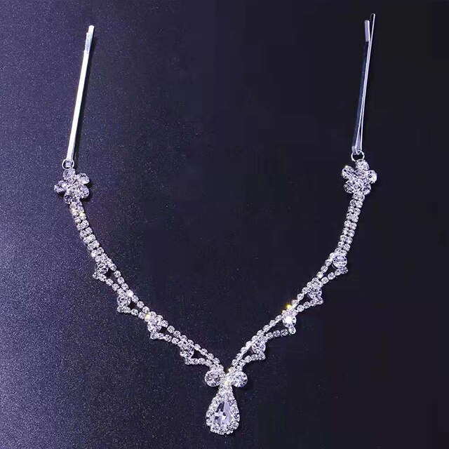 Stonefans – pendentif indien en cristal, chaîne frontale, bijoux, diadème, tête de mariée, cheveux, accessoires,: Silver Type 1