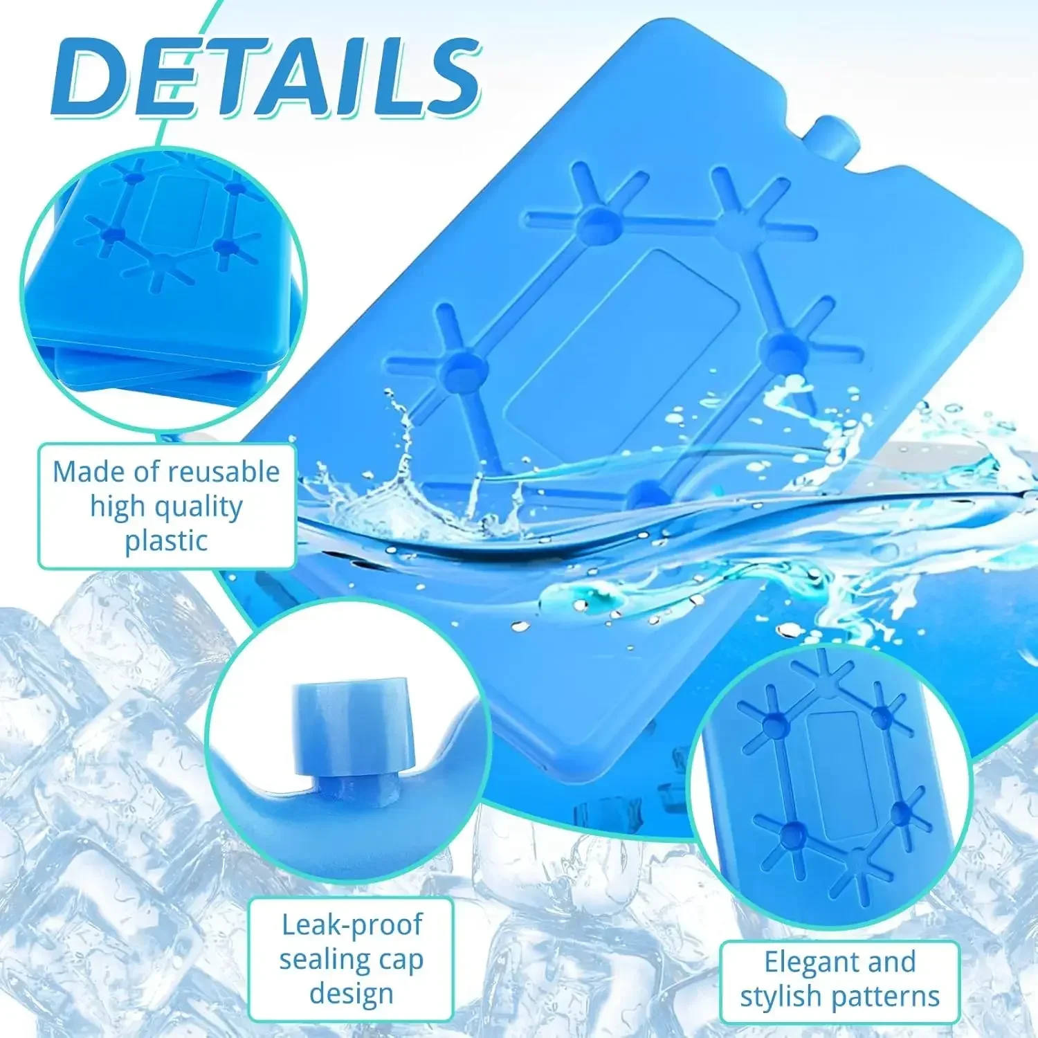 Bolsa de hielo reutilizable, paquetes de congelador ultrafinos, caja de inyección de agua portátil, paquetes frescos de larga duración para exteriores