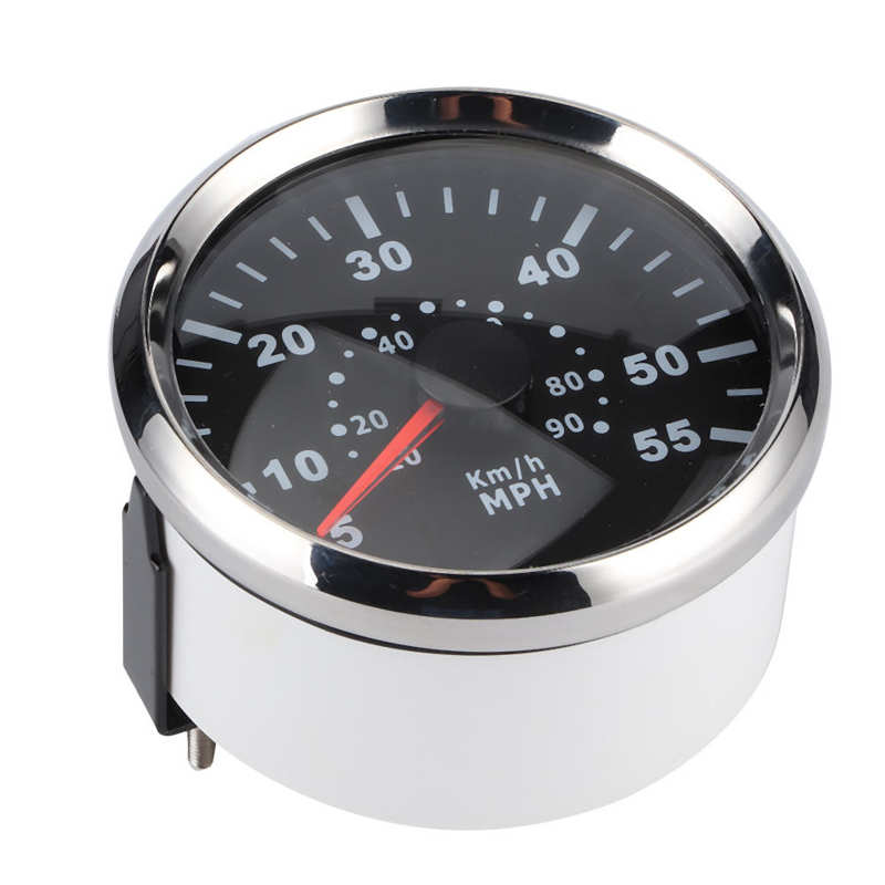 85mm Marine Boat Speedometer Pulse Barometric Pressure Meter Gauge Signal 0-55MPH 0-90 KM / H for 12V/24V Boats