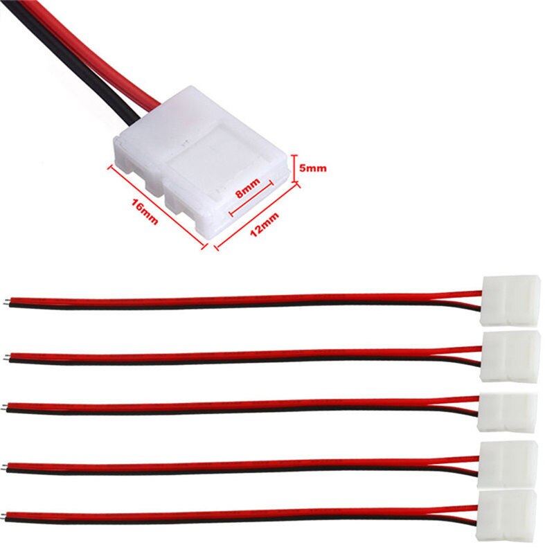 1/10Pcs PCB Cable 2 Pin LED Strip Connectors 3528/5050 8mm/10mm Width PCB Ribbon Adapter: 8mm 2pin 10pcs