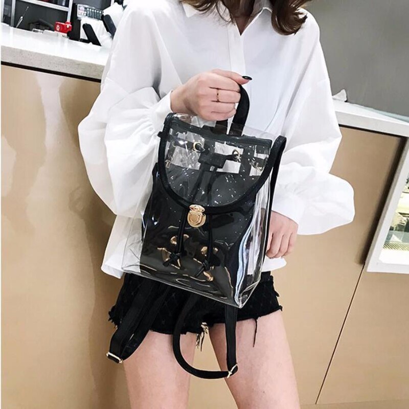 Clear Transparent Backpack Stadium Security School Book Bag Travel Travel Ladies Girls Candy Color Mini Backpacks
