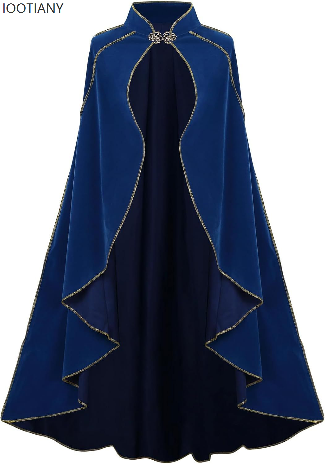 Luxury Queen Cloak Medieval Retro Gold Edge Victorian Noble Gothic Stage Performance Cloak Costume Halloween Vampire Cape: Blue