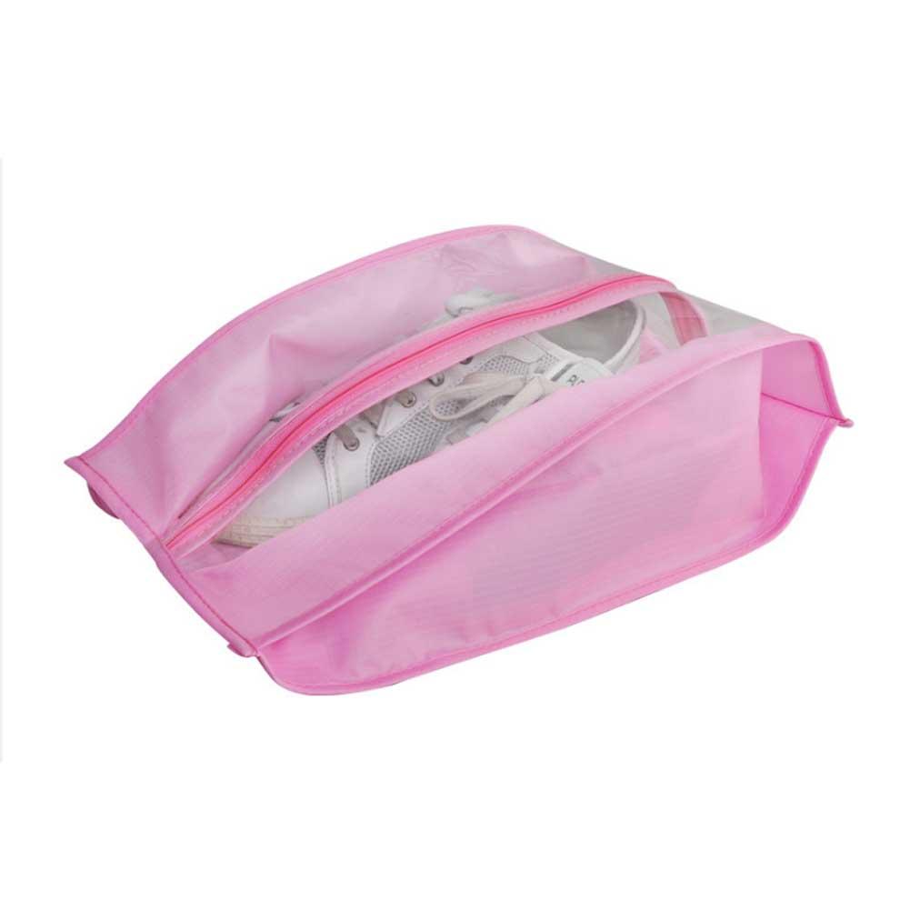 Waterproof Shoes Bag Travel Portable Shoe Storage Bag Organizer Dust Bags Zipper Dustproof Shoes Storage Pouch: Pink