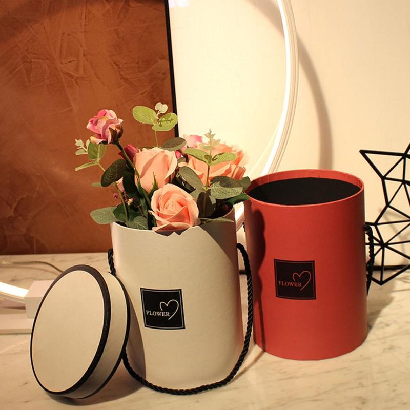 Packaging Box Portable Round Small Hug Bucket Candy Rose Flower Box Mother's Day Storage