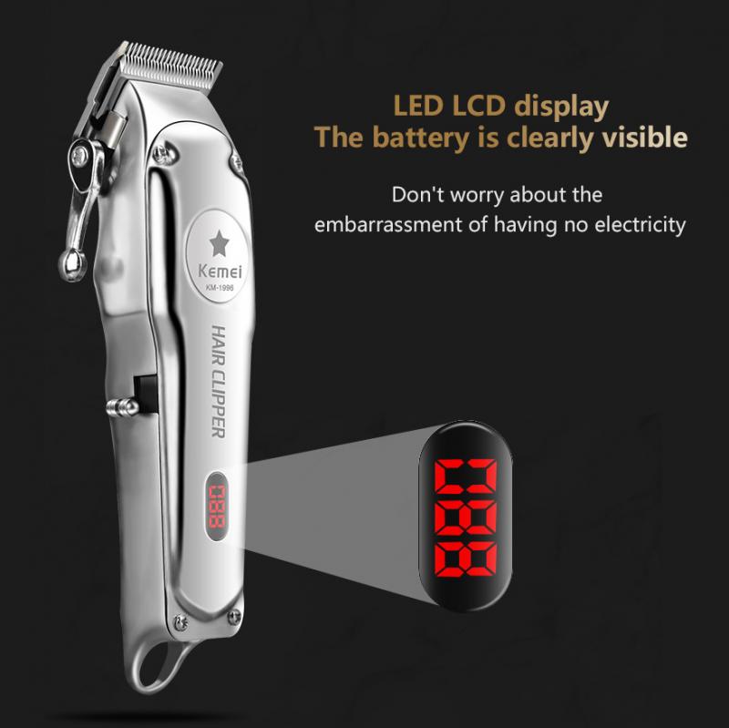 Kemei KM-1996 Professionele Kapper Tool Retro Olie Hoofd Elektrische Clipper Full Metal Body High Power Elektrische Push Haar Trimmers