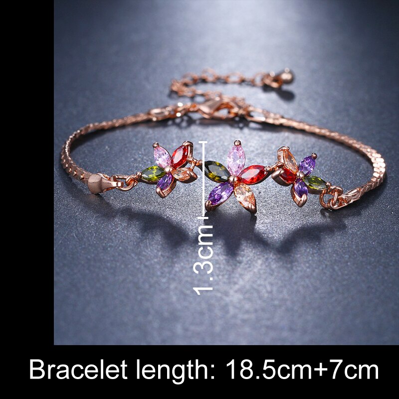 Emmaya aaa cz cristal flor pulseira femme rosa cor de ouro feminino pulseiras corrente jóias para lady lovers gift presente