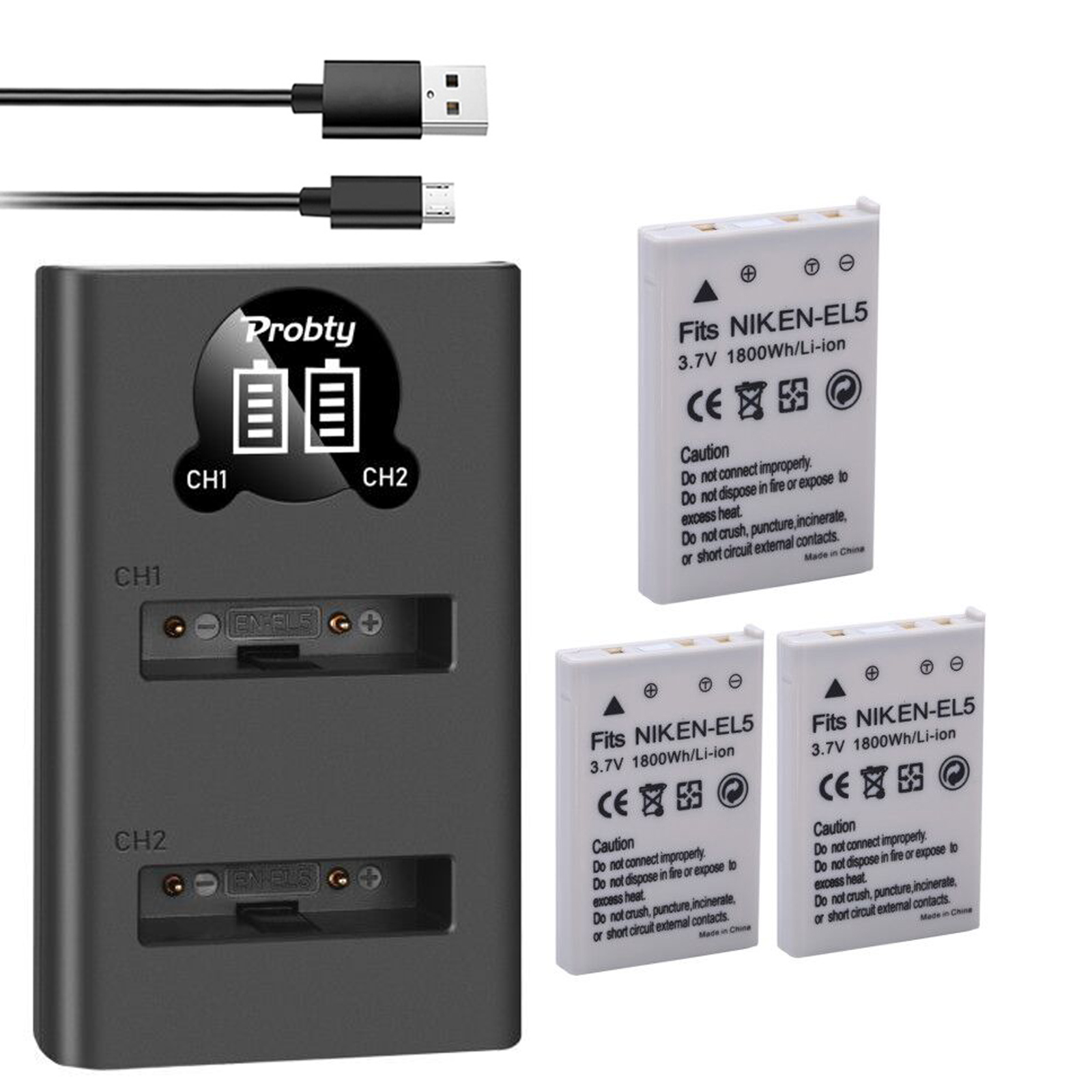 3 pièces EN-EL5 EN EL5 batterie d'appareil photo + double chargeur pour Nikon CoolPix P530 Pouvriers P500 P90 P80 4200 5900 7900 P4 S10 caméra: Bleu