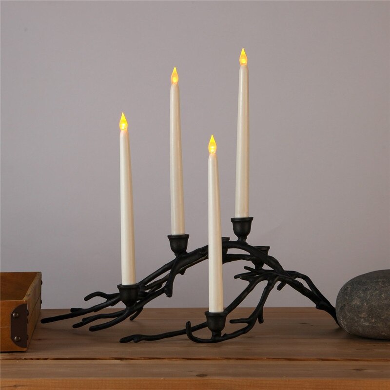 12pcs Yellow Flickering Remote LED Candles,Plastic Flameless Remote Taper Candles,bougie led For Dinner Party Decoration