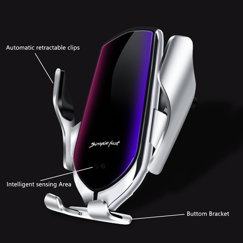Automatische klemmung, infrarot-induktion, qi-autoladegerät mit schnellladefunktion für iphone 11 pro max, xs und samsung  s10 s20
