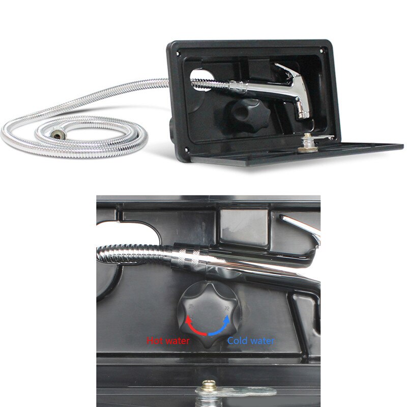 Wit/Zwart Rv Douche Box Kit Met Lock-Inclusief Douche Kraan Douche Slang Douche Wand Voor Boot Marine camper Camper Caravan