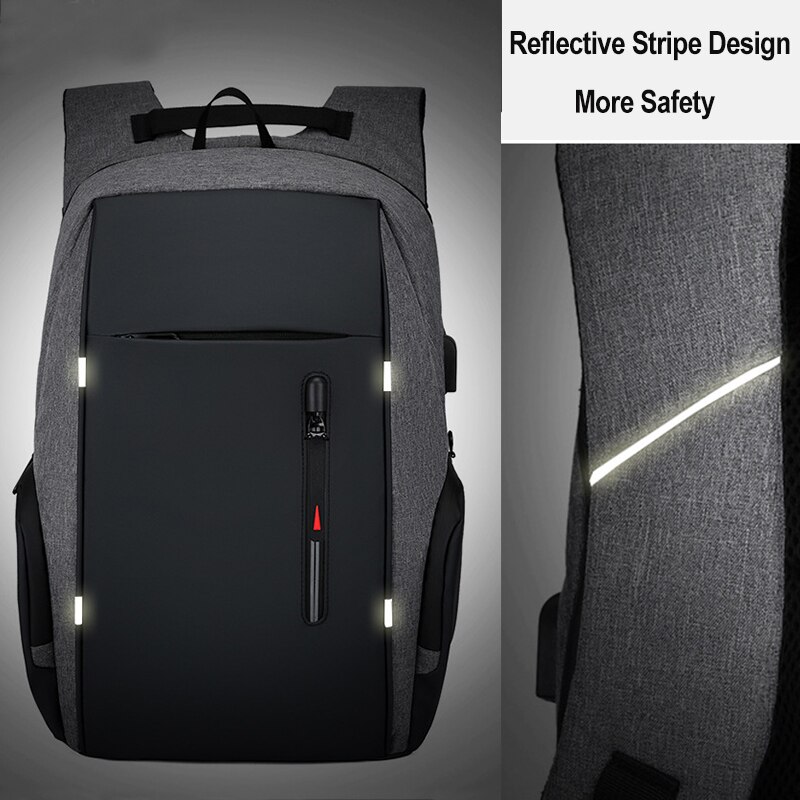 Laptop-rucksack mit super-usb-ladefunktion, reflektierenden streifen, große reisetasche, wasserdichter rucksack für herren