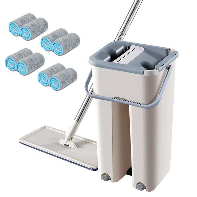 2 in 1 platte knijp automatische dweil emmer vermijd handwas vloerreiniger magische dweil spin zelfreinigende luie dweil huishoudgereedschap: 8 stuks dweildoek